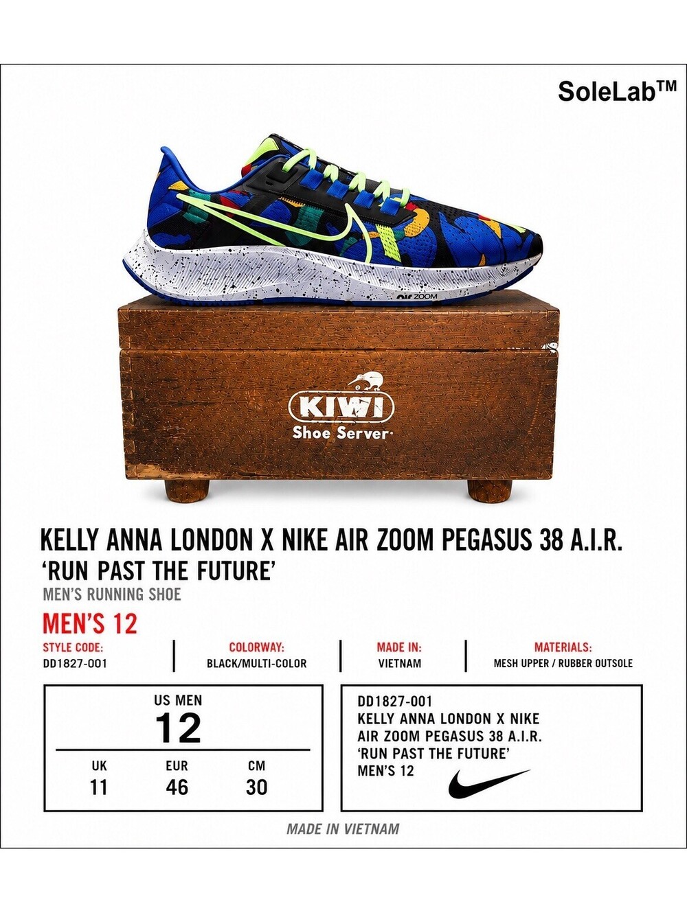 Nike Air Zoom Pegasus 38 A.I.R. Kelly Anna London Run Past Future Men’s 12